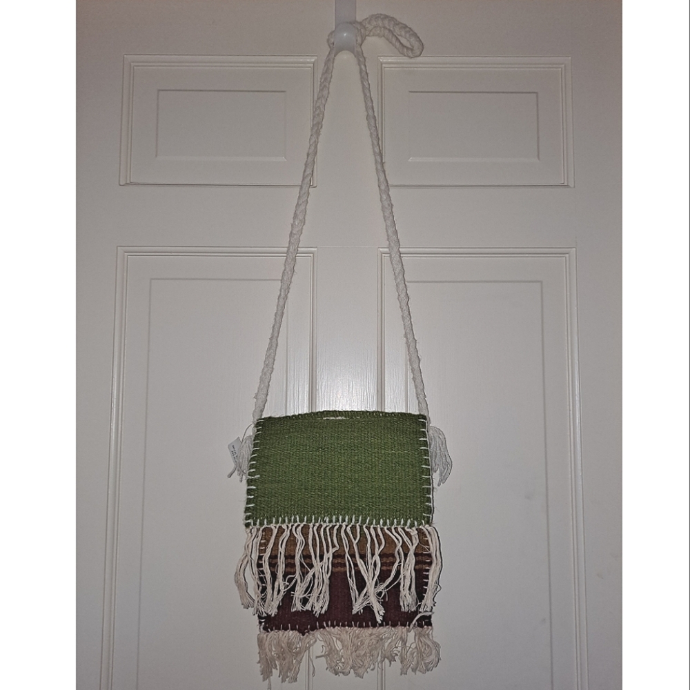 Burlap braided fringe crossbody purse shoulder bag outdoor travel India gifts